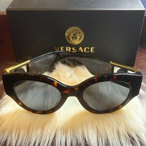 Versace Brown and Gold Sunglasses Gold Medusa
